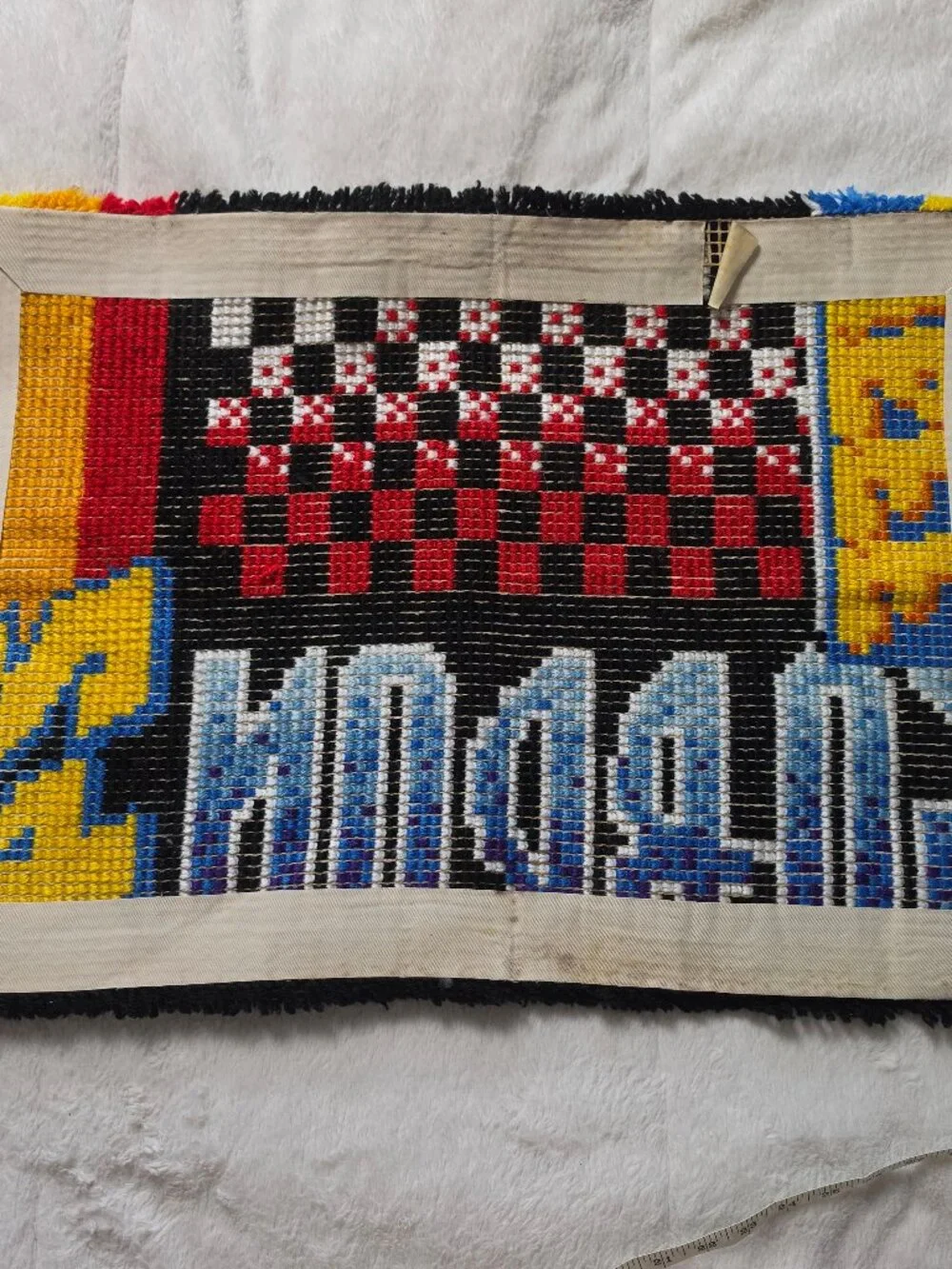 Vintage NASCAR Jeff Gordon 24 Latch Hook Rug Wall Hanging 90s Racing Tapestry
